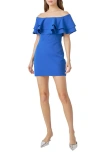 Endless Rose Ruffled Off Shoulder Mini Dress In Blue