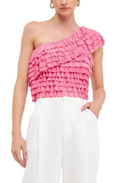 Endless Rose Ruffle One-shoulder Top In Pink