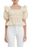 ENDLESS ROSE RUFFLE PUFF SLEEVE TOP