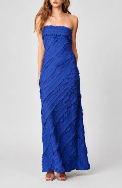 Endless Rose Ruffle Strapless Maxi Dress In Blue