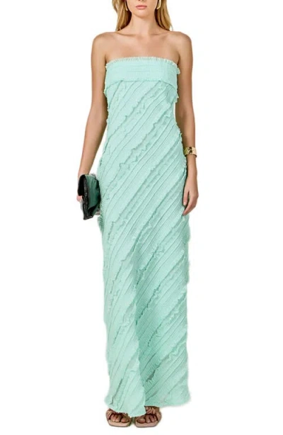 Endless Rose Ruffle Strapless Maxi Dress In Green