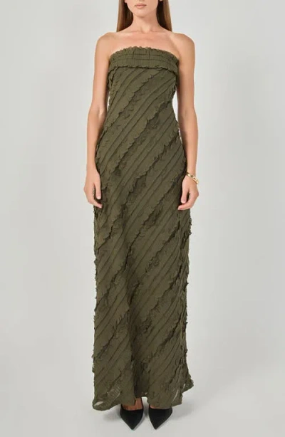 Endless Rose Ruffle Strapless Maxi Dress In Green