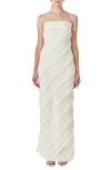 Endless Rose Ruffle Strapless Maxi Dress In White