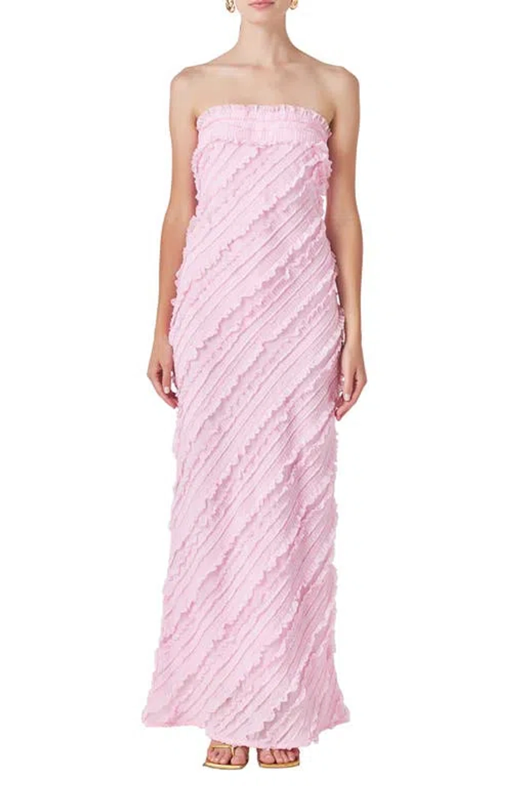 Endless Rose Ruffle Strapless Maxi Dress In Pink | ModeSens