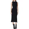 Endless Rose Ruffle Trim Rib Midi Dress In Black