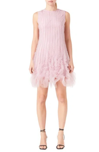 Endless Rose Ruffle Tulle Sleeveless Minidress In Mulberry