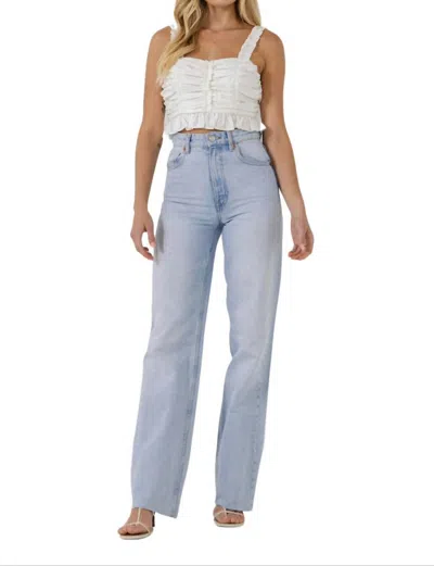 Endless Rose Ruffled Ruched Crop Top In White