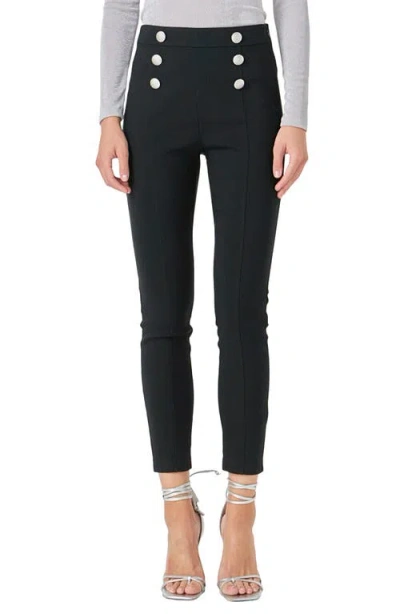 Endless Rose Sailor Button Skinny Pants In Black