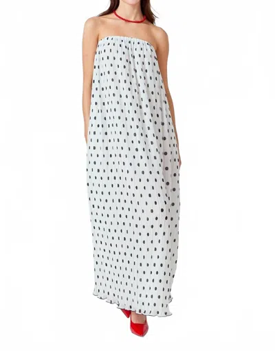 Endless Rose Samantha Strapless Pleated Polka Dot Maxi Dress In White
