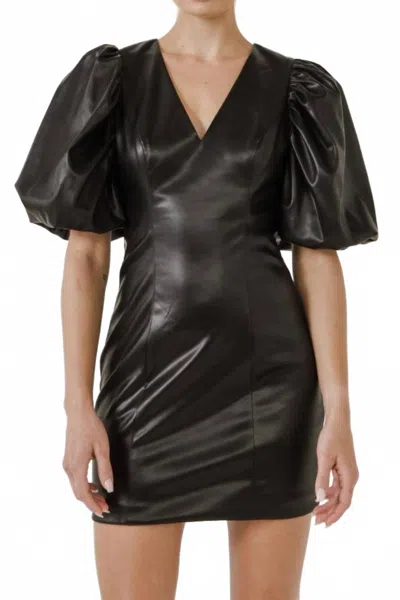 Endless Rose Sarah Faux Leather Dress In Black