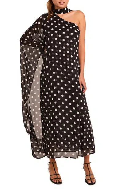 Endless Rose Sash Polka Dot One-shoulder Maxi Dress