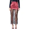 Endless Rose Satin & Lace Maxi Skirt In Red