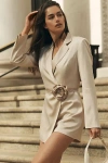 Endless Rose Satin Blazer Romper In Neutral