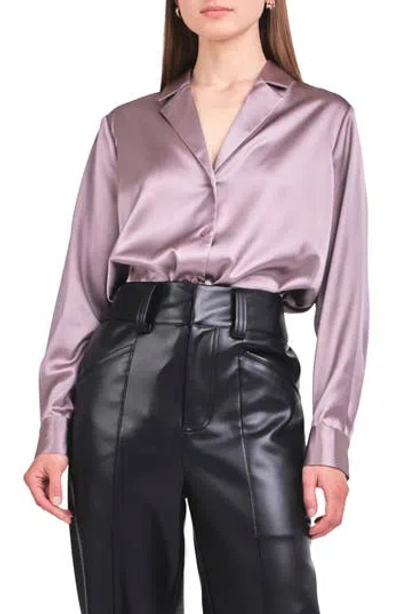 Endless Rose Satin Button-up Blouse In Purple