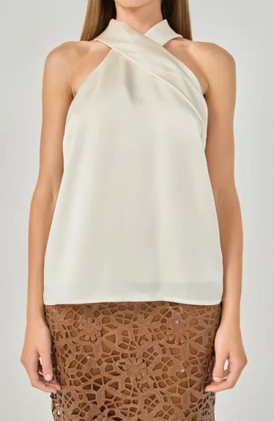 Endless Rose Satin Halter Top In White