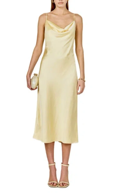 Endless Rose Satin Midi Dress In Yellow