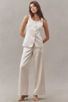 Endless Rose Satin Wide-leg Pants In White