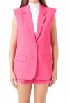 Endless Rose Sax Oversized Vest Blazer In Fuchsia In Pink