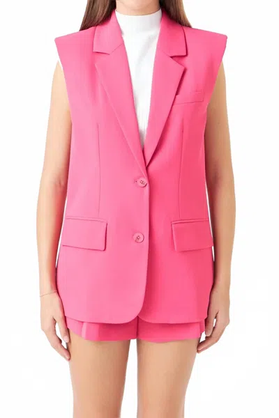 ENDLESS ROSE SAX OVERSIZED VEST BLAZER IN FUCHSIA