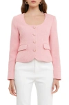 Endless Rose Scoop Neck Tweed Jacket In Dusty Pink