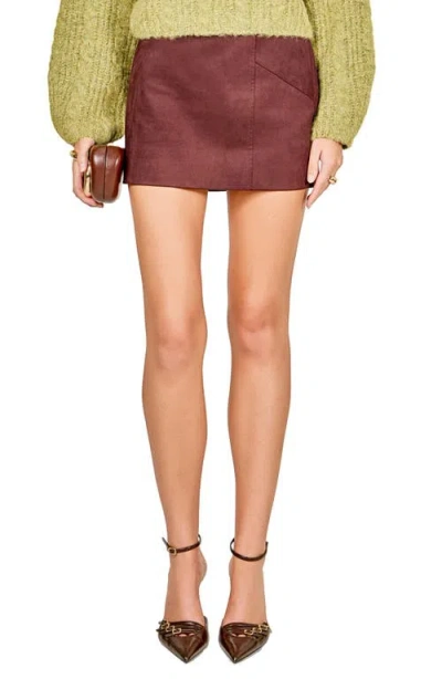 Endless Rose Seamed Faux Suede Miniskirt In Burgundy