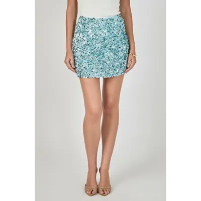 Endless Rose Sequin A-line Miniskirt In Blue