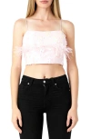 Endless Rose Women's Sequin Feather Sleeveless Top In Pink