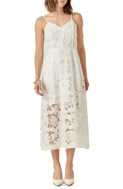 Endless Rose Sequin & Lace Midi Dress In White