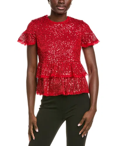 Endless Rose Sequin Babydoll Top In Red