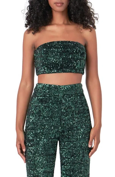 Endless Rose Sequin Bandeau Top In Emerald