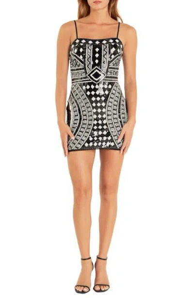 Endless Rose Sequin Beaded Minidress In Black