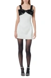 Endless Rose Sequin Bow Shift Mini Dress In Cream/black