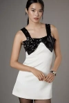 Endless Rose Sequin Bow Shift Mini Dress In Black