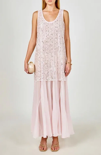 Endless Rose Sequin Chiffon Maxi Dress In Brown