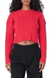 Endless Rose Sequin Crop Sweater In Red