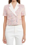 Endless Rose Sequin Crop Tweed Jacket In Pink