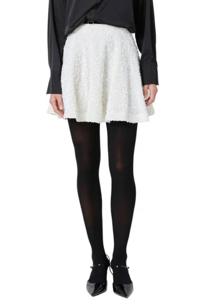 Endless Rose Sequin Flare Miniskirt In Ivory