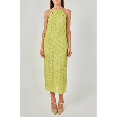 Endless Rose Sequin Halter Maxi Dress In Green