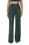 Endless Rose Sequin High Waist Wide Leg Pants In Emerald