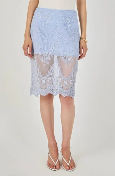 Endless Rose Sequin Lace Midi Skirt In Blue