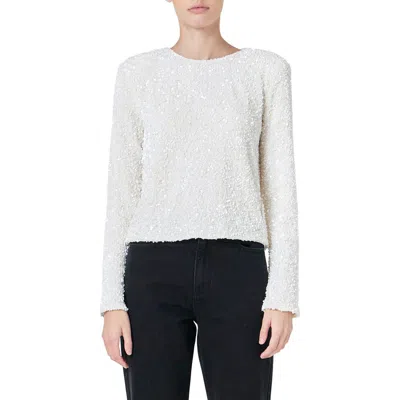 Endless Rose Sequin Long Sleeve Top In Ivory