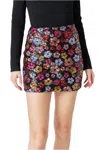 Endless Rose Floral Sequin Miniskirt In Black