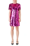 Endless Rose Cecile Circle Sequins Mini Dress In Fuchsia In Fuchsia