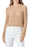 Endless Rose Sequin Openwork Sweater In Beige