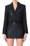 Endless Rose Sequin Pocket Crop Blazer In Black