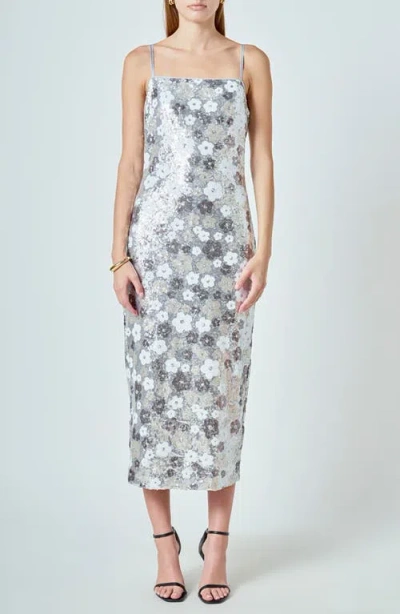 Endless Rose Sequin Sleeveless Maxi Dress In Silver