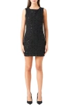 Endless Rose Sequin Sleeveless Tweed Mini Sheath Dress In Black