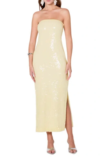 Endless Rose Sequin Strapless Maxi Dress In Butter
