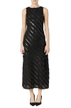 Endless Rose Sequin Stripe Sleeveless Maxi Dress In Black