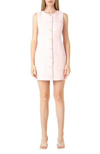 Endless Rose Sequin Tweed Button-up Minidress In Pink